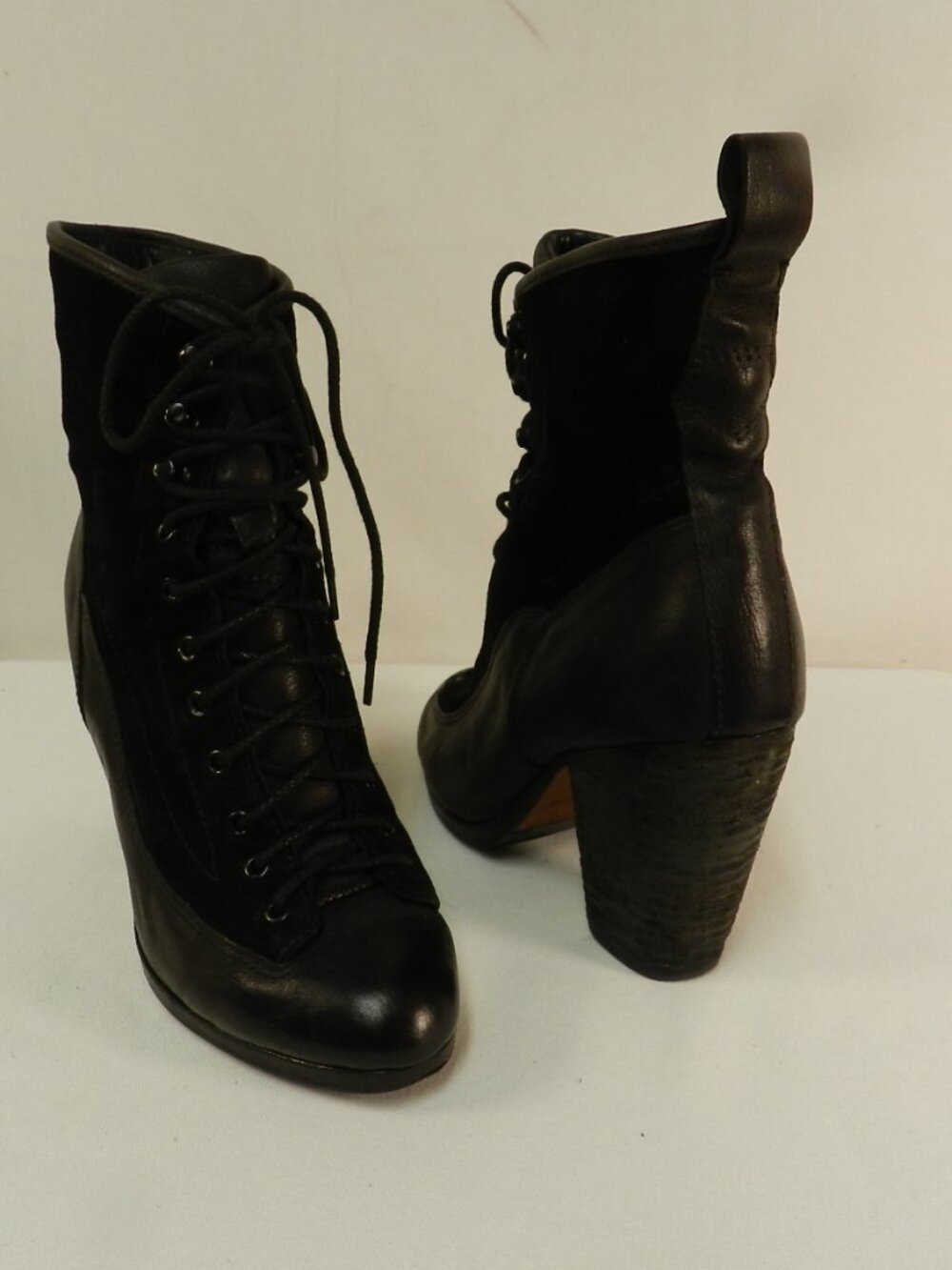 Rag & Bone Leather & Suede color-block heeled lace up boots Size Sz 37 US 7 - Picture 12 of 14